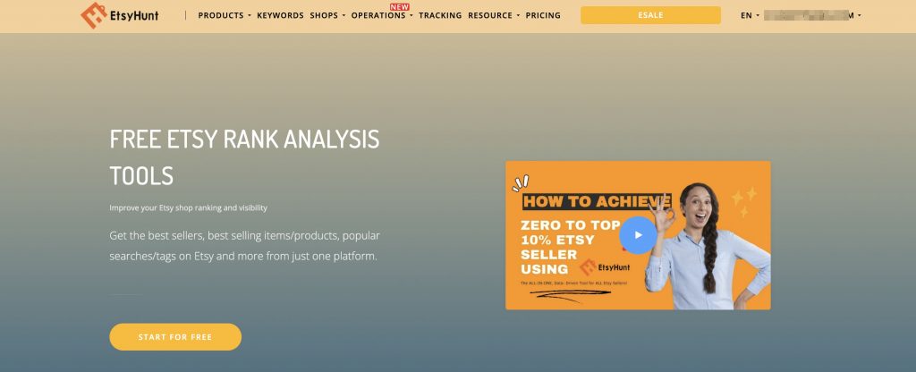 etsyhunt etsy rank keyword tool