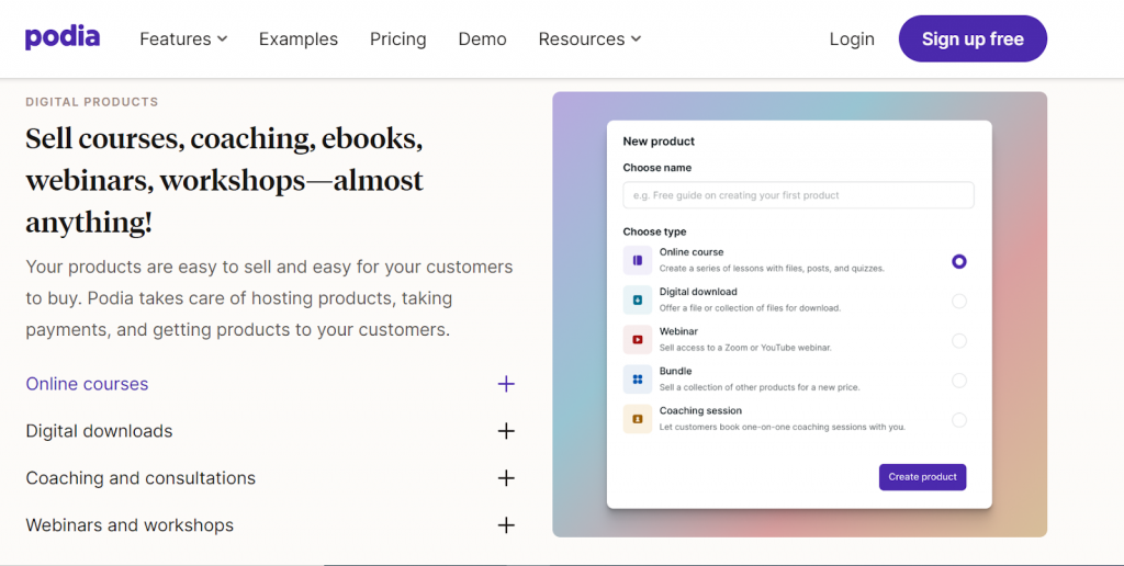 best platform to sell digital products - podia